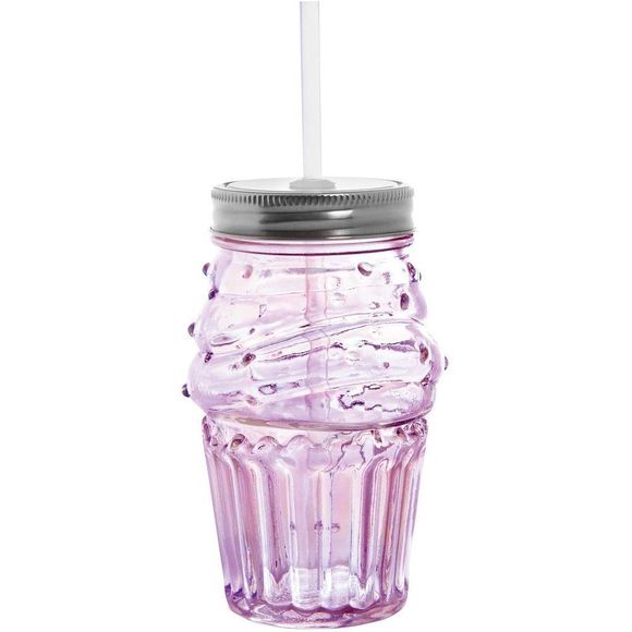 Set of 6 Cupcake Sipper Straw Glass Light Pink Wine NWT - Picture 4 of 6